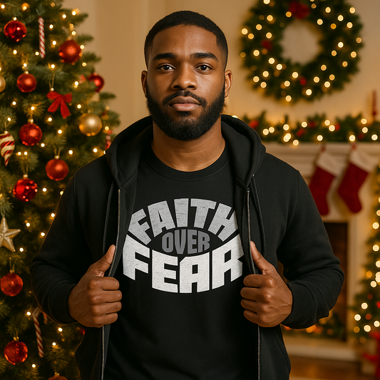 FAITH OVER FEAR – Bold Tee for Holiday Courage & Everyday Confidence