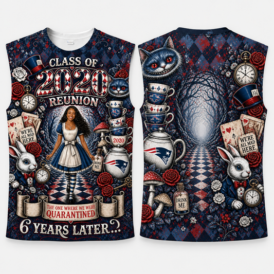 Premium shirt: printed front and printed back, two views of one shirt
